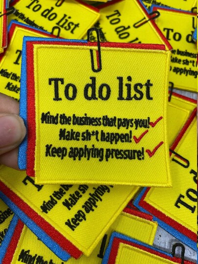 Patch Party Club “To-Do List” Iron-On Embroidered Patch, Size 3”x3”